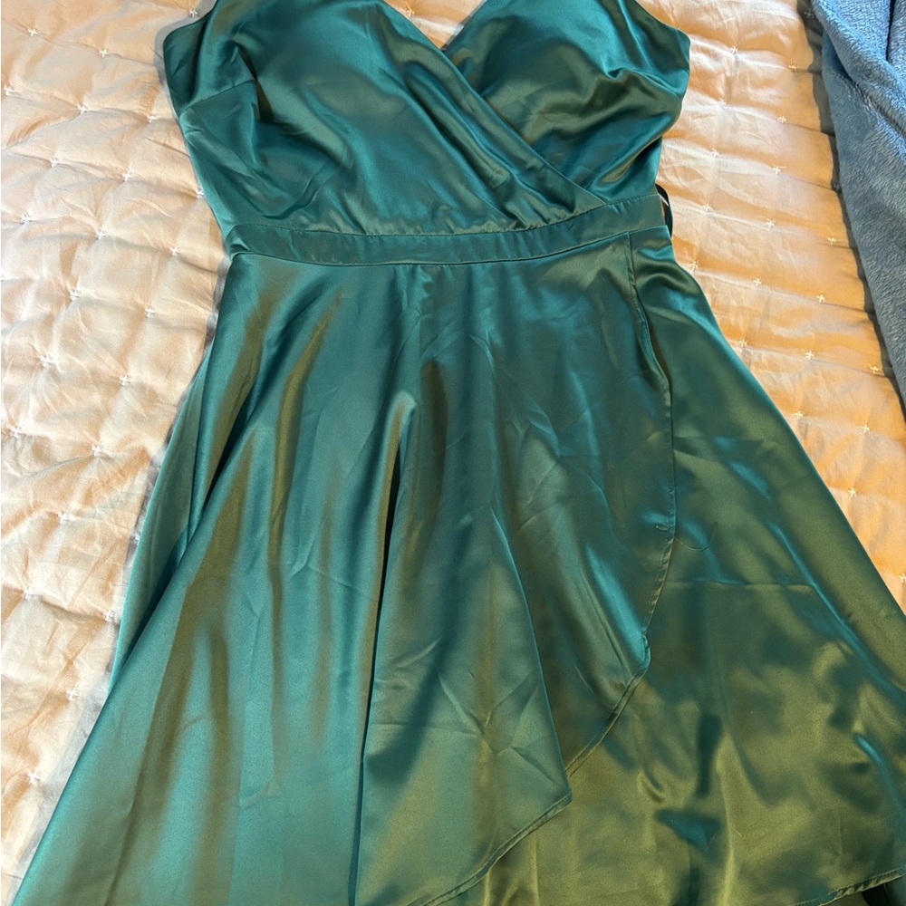Green Satin Homecoming Dress
